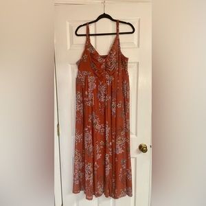 Torrid 2 (XXL/18-20) Orange Floral Fall Dress